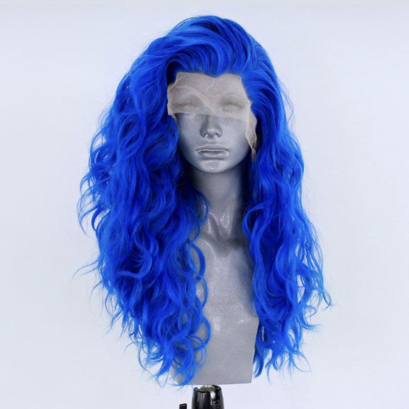 Hand Hook Front Lace Micro-volume Big Wave Chemical Fiber High Temperature Silk Full Lace Wig Female