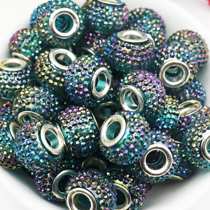 10 Pcs 45 Color Large Hole Resin 3D Crystal Murano lock beads