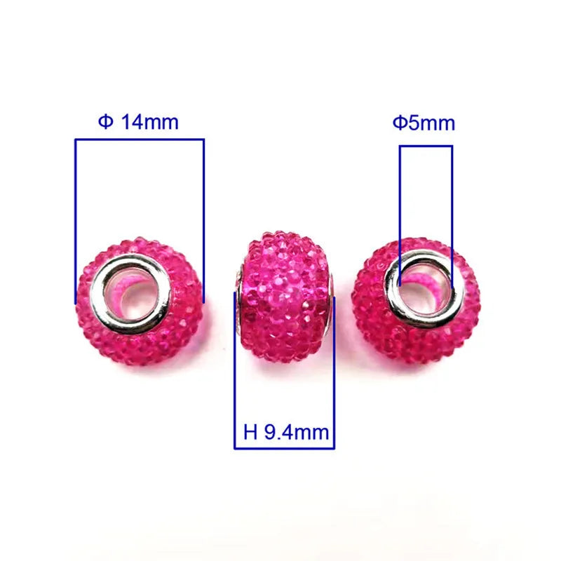 10 Pcs 45 Color Large Hole Resin 3D Crystal Murano lock beads