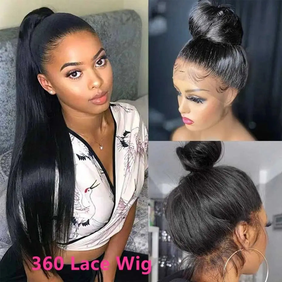 360 Full Transparent HD Lace Wig Brazilian Bone Straight 13x4 13x6 Lace Front Wigs Pure Full Lace Wig Remy Human Hair For Women