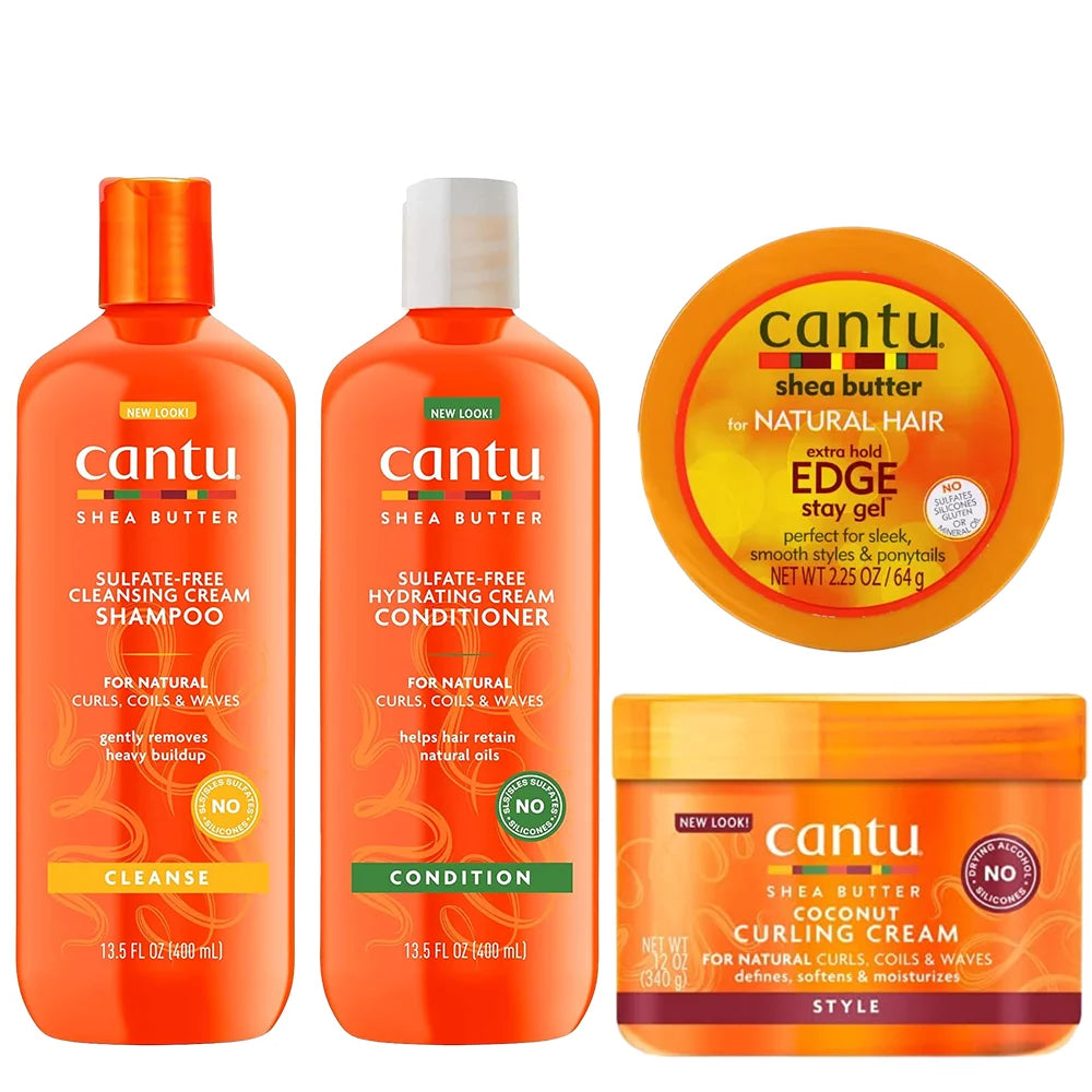 Cantu Edge Gel Shampoo &amp; Conditioner Coconut Curling Cream Moisturizing Curl Activator Cream with Shea Butter for Natural Hair