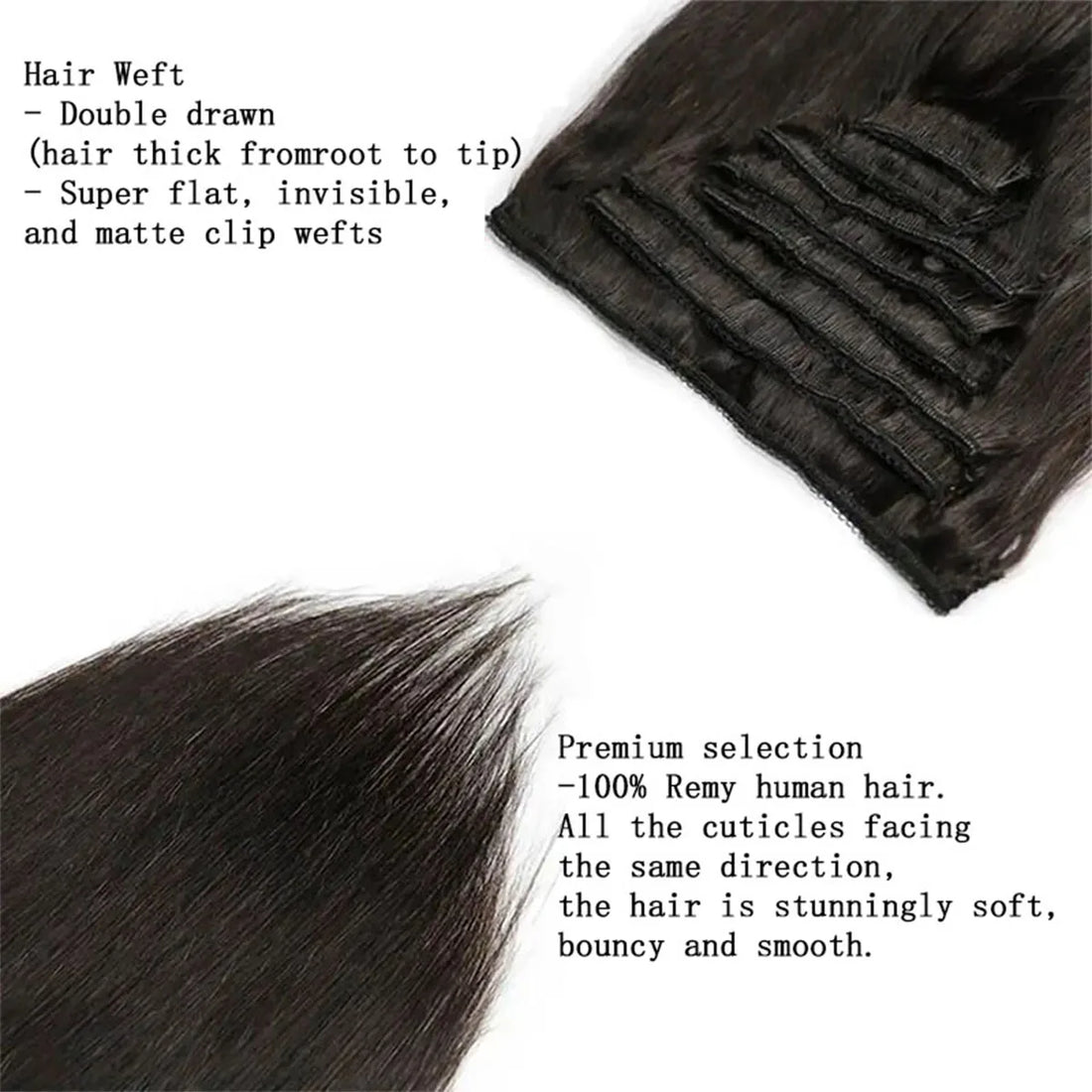 Straight Clip In Hair Extensions Human Hair Full Head Brazilian Clip In 8 Pcs/Set Natural Hair Clip Ins 26 Inches 120G Remy Hair