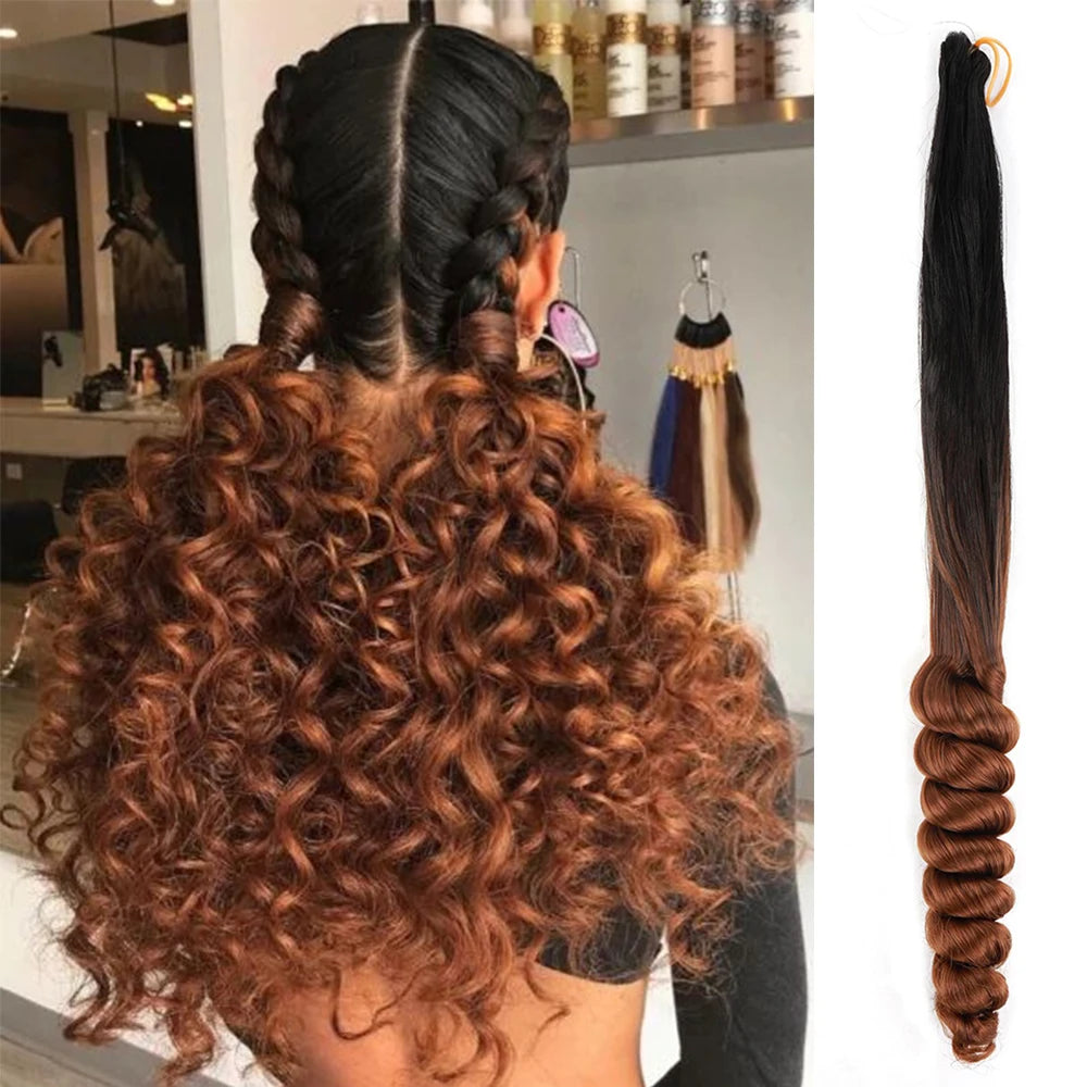 French Curls Braiding Hair 24Inch Synthetic Spiral Curls Braids Hair Extensions For Women Pre Stretched Loose Wave Braiding Hair