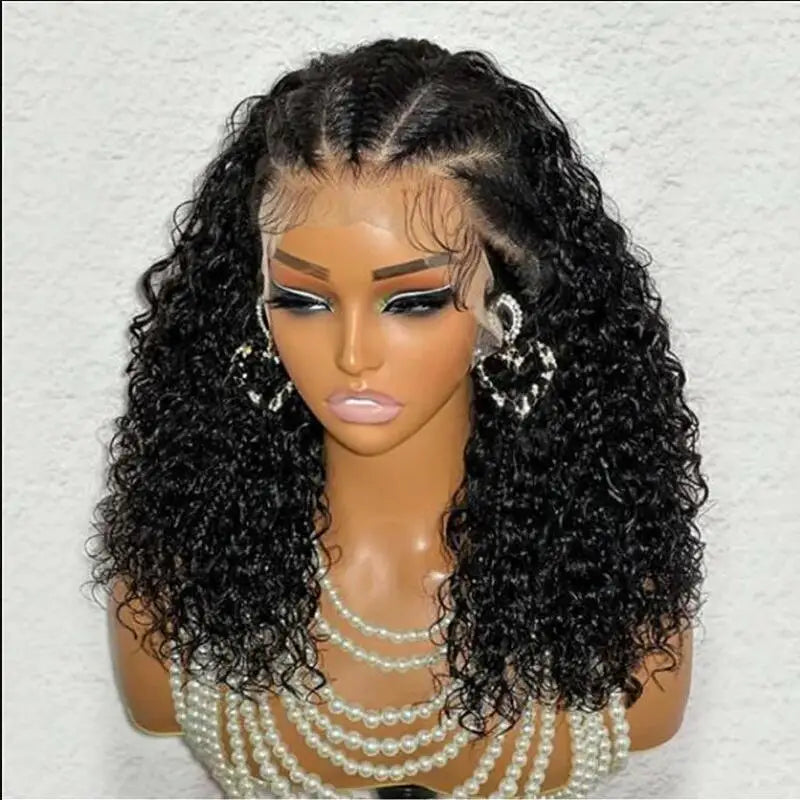Soft 26Inch Long Black Kinky Curly 180Density Lace Front Wig Babyhair Heat Resistant Preplucked Glueless