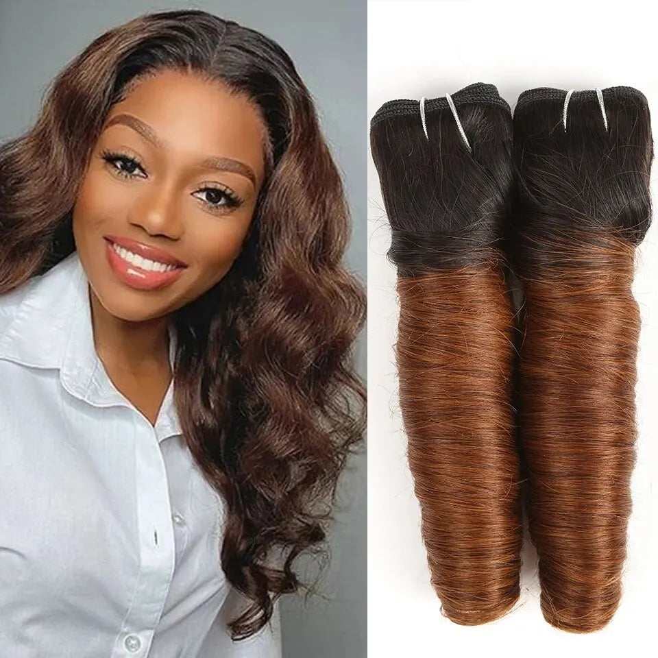 Ombre Blond 2Pcs/Pack Loose Wave Bundles Human Hair Extension Brazilian Hair Weave Bundles On Sale Human Hair Bundles For Women
